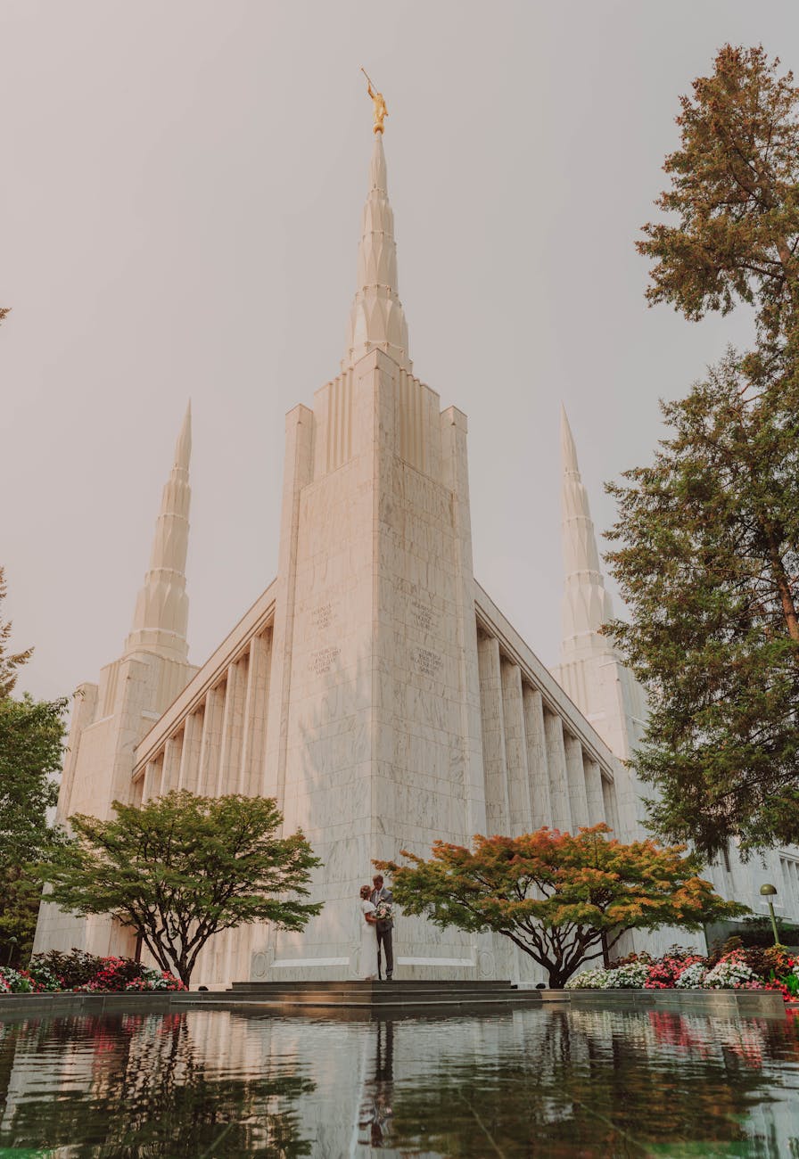 portland oregon temple of lds rising majestically outdoors